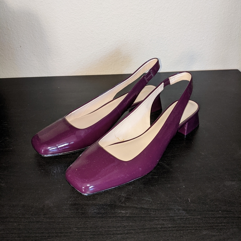 NEW Kate Spade Sam Slingback Block Heels Purple Sz 9.5